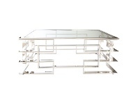 LivingStyles Masa Glass Topped Stainless Steel Coffee Table, 100cm offer