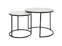 LivingStyles Sunni 2 Piece Marble & Iron Round Side Table Set offer