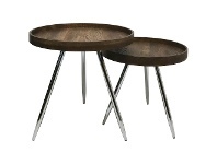 LivingStyles Legacy 2 Piece Wooden Tray Top Round Nesting Side Table Set offer