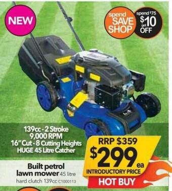 Cheap as Chips Built petrol lawn mower offer