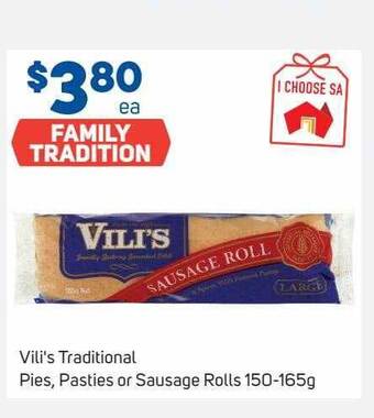 Foodland Vili's traditional pies, pasties or sausage rolls offer