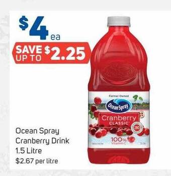 Foodland Ocean spray cranberry drink offer