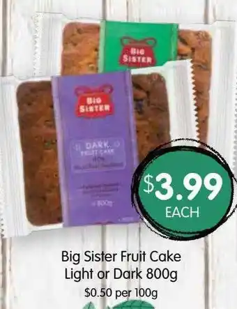 Spudshed Big sister fruit cake light or dark 800 g offer