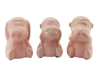 LivingStyles Ritz Three Wise Monkeys Figurine Set, Pink offer