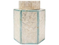 LivingStyles Daoudi Capiz Jar, Small, Cream / Blue offer
