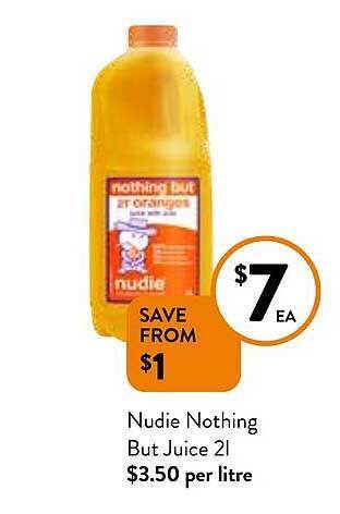 Foodworks Nudie nothing but juice 2l offer