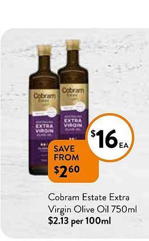 Foodworks Cobram estate extra virgin olive oil 750ml offer