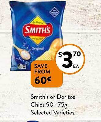 Foodworks Smith's or doritos chips offer
