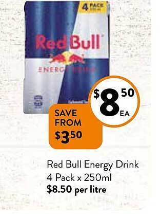Foodworks Red bull energy drink 4 pack x 250ml offer