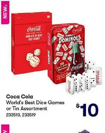 BIG W Coca cola world's best dice games or tin assortment offer