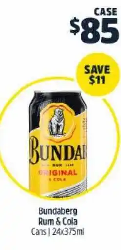 BWS Bundaberg rum & cola offer