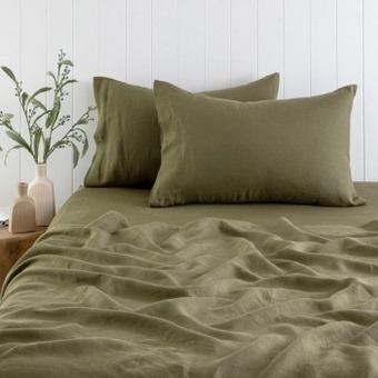 Pillow Talk Washed linen fitted sheet by m.u.s.e. offer