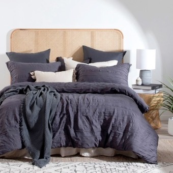 Pillow Talk Greta charcoal quilt cover set by essentials offer