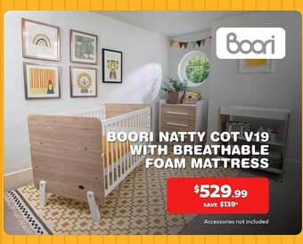 Baby Kingdom Boori natty cot v19 with breathable foam mattress offer