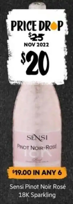 First Choice Liquor Sensi Pinot Noir Rose 18K Sparkling offer