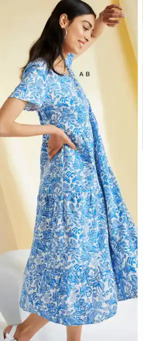 Emerge linen blend tiered midi dress