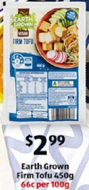 ALDI Earth Grown Firm Tofu 450g offer