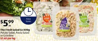 ALDI The Fresh Salad Co 800g Potato salad, Pasta salad or coleslaw offer