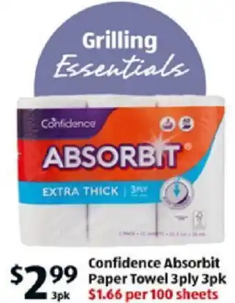 ALDI Confidence Absorbit Paper Towel 3ply 3pk offer