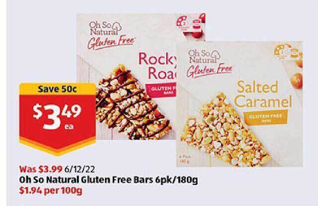 Oh so natural gluten free bars offer at ALDI