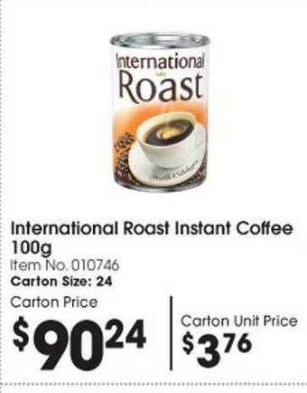 Campbells Wholesale International roast instant coffee offer