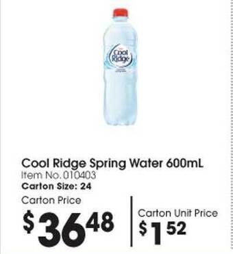Campbells Wholesale Cool ridge spring water offer