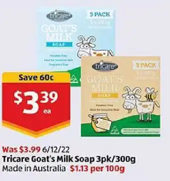 ALDI Tricare goat's milk soap offer