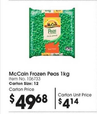 Campbells Wholesale Mccain frozen peas offer