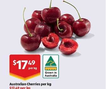 ALDI Australian cherries per kg offer