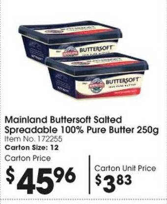 Campbells Wholesale Mainland buttersoft salted spreadable 100% pure butter offer
