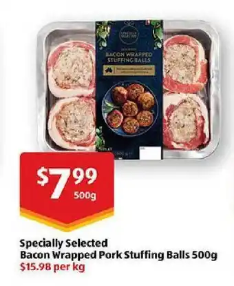 ALDI Specially selected bacon wrapped pork stuffing balls offer