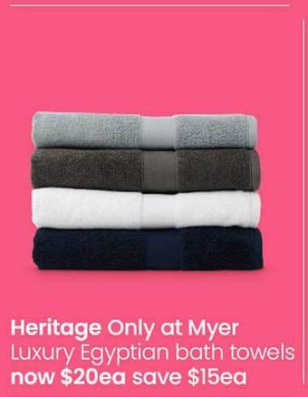 Myer Luxury egyptian bath towels offer