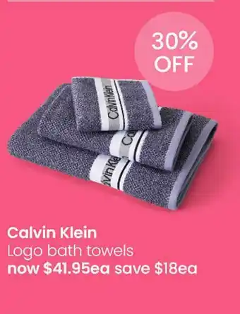 Myer Calvin klein logo bath towels offer