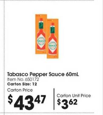 Campbells Wholesale Tabasco pepper sauce offer