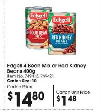 Edgell 4 bean mix or red kidney beans