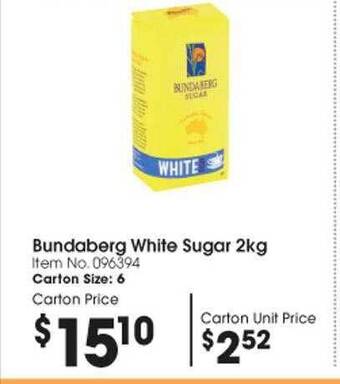 Campbells Wholesale Bundaberg white sugar offer