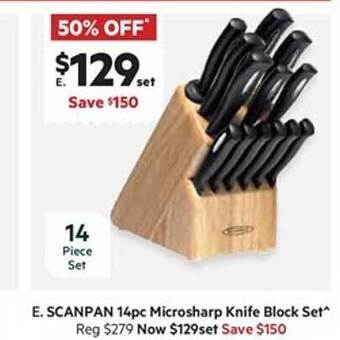 Harris Scarfe Scanpan 14pc microsharp knife block set offer