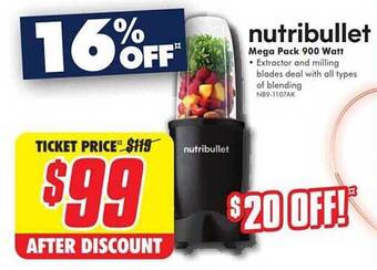 The Good Guys Nutribullet mega pack 900 watt offer