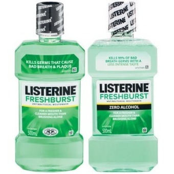 Coles Listerine mouthwash freshburst or freshburst zero 500ml offer