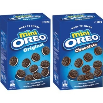 Coles Oreo share pack mini cream biscuits 157g offer
