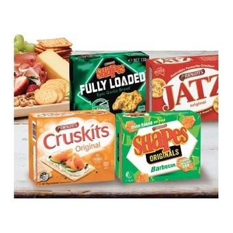 Coles Arnott's shapes or jatz crackers 130g-225g or cruskits crispbread 125g offer