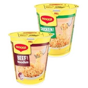 Coles Maggi noodles cup 58g-65g offer
