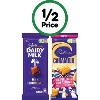 Woolworths Cadbury dairy milk or marvellous creations 162-190g offer