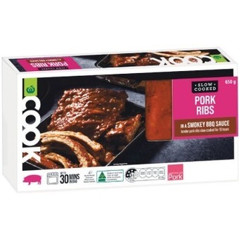 Woolworths Woolworths cook pork ribs with bbq glaze 650g – from the meat dept offer