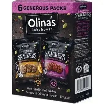 Olina’s seeded snackers variety pack 170g pk 6
