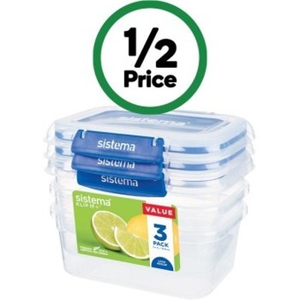 Woolworths Sistema klip it plus rectangle 1 litre pk 3 offer