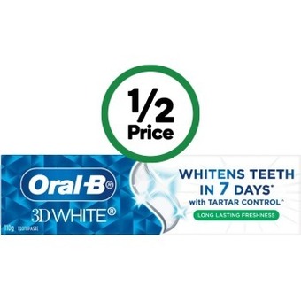 Woolworths Oral-b 3d white toothpaste 110g offer