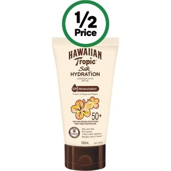 Hawaiian tropic tropic silk hydration sunscreen lotion spf50 180ml^