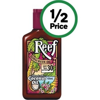 Woolworths Reef tanning oil coconut sunscreen spf30+ 125ml^ offer