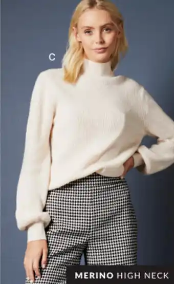 EziBuy Emerge merino ribbed high neck sweater offer